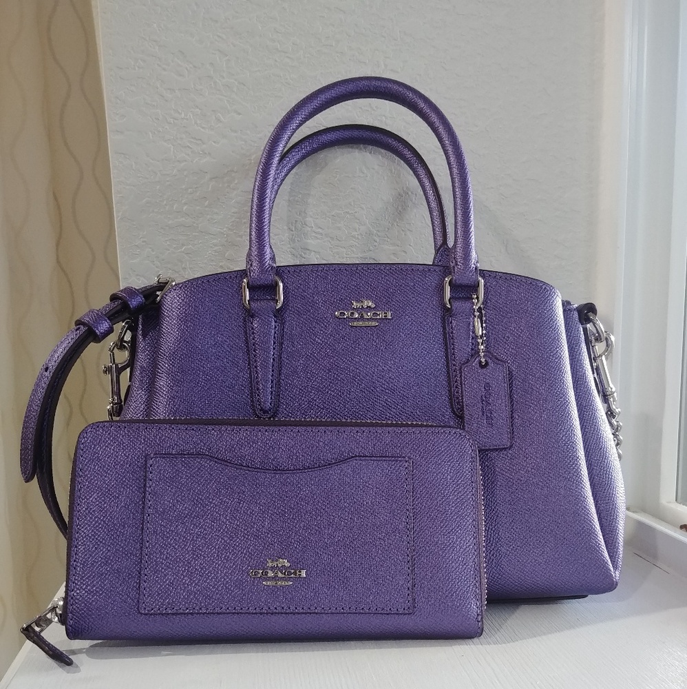 Purple Coach Periwinkle bag woth large wallet
